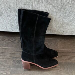 Crown Vintage Black Suede Heeled Boots